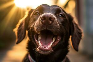 a close up of a dog with its mouth open generative AI photo