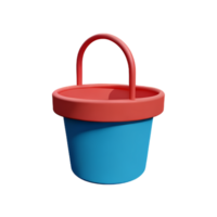 a blue and red bucket on a transparent background png