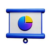 quadro branco apresentação com torta gráfico 3d ícone png