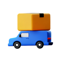 3d colorful delivery car deliver cardboard boxes png