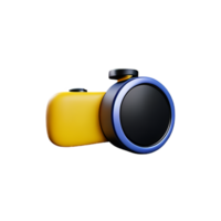 a yellow and blue camera on a transparent background png