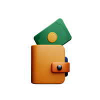 an orange wallet with a green and orange card png