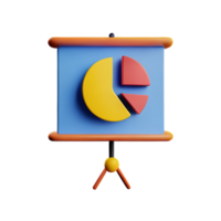 Whiteboard presentation with pie chart 3d icon png