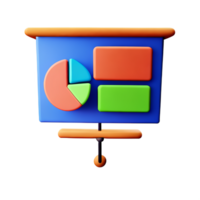 Whiteboard presentation with pie chart 3d icon png