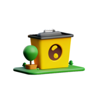 a yellow trash can with a tree in it png
