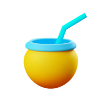 yellow coconut beach drink 3d travel and holiday icon png