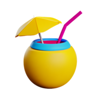 yellow coconut beach drink 3d travel and holiday icon png
