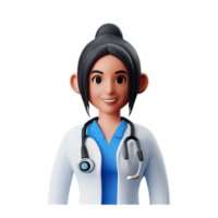 hembra médico 3d profesión avatares ilustraciones png