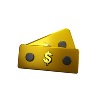 3d icona carta dollaro soldi banconote d'oro png