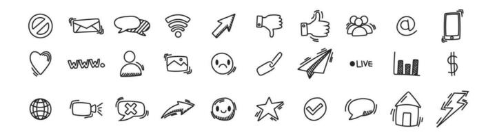 social media icon hand drawing sketch symbol vector