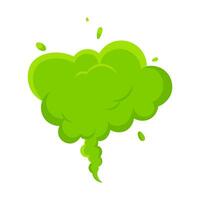 Smelling green cartoon smoke or fart clouds flat style design vector illustration.