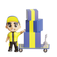 3d character delivery man png