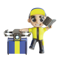 3d character delivery man png