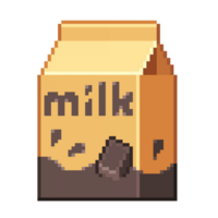 ein 8 Bit im Retro-Stil Pixel Kunst Illustration von ein dunkel grau Schokolade Milch Karton. png