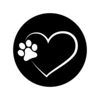 corazón pata icono vector. perro pata ilustración signo. amor perro símbolo. vector