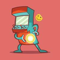 Arcade game character making a superpower vector illustration. Gaming, tech, brand design concept.