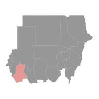 sur darfur estado mapa, administrativo división de Sudán. vector ilustración.