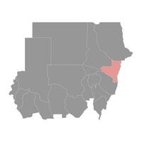 Kassala State map, administrative division of Sudan. Vector illustration.