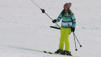 Female skier on a drag lift, Belokurikha resort video