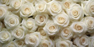 Elegant White Rose Blossoms Adorning Background in Abundance - AI generated photo