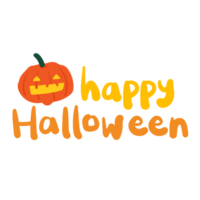 halloween pompoen. hand- tekening tekenfilm pompoen voor halloween sticker. halloween element sticker png