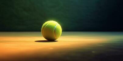 dinámica Disparo de un altísimo, iluminado tenis pelota en acción - ai generado foto