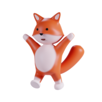 3d render animal cute fox png