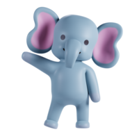 3d render animal cute elephant png