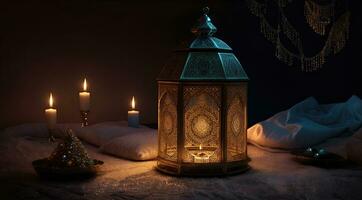 islamic lantern gold for element islamic event and celebration photo