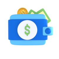 Wallet, financial technology 3D Icon render png