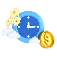 Time is money financial technology 3D Icon render png