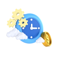 Time is money financial technology 3D Icon render png