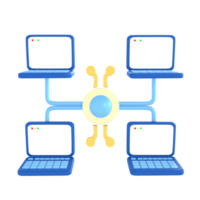 Computer, client networking. financial technology 3D Icon render png