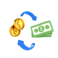 Geld Austausch finanziell Technologie 3d Symbol machen png