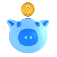 Piggy bank financial technology 3D Icon render png