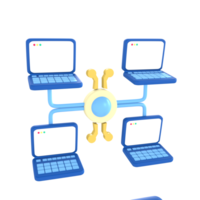 Computer, client networking. financial technology 3D Icon render png