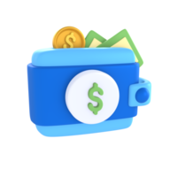 Wallet, financial technology 3D Icon render png