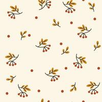 Autumn pattern with berries and foliage. Creative background for fabric, textile, scrapbooking and prints. Vector illustrations for kids.