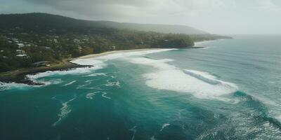 Breathtaking Aerial View of the Coastal Beauty and Pristine Beaches - AI generated photo