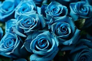 un cautivador monitor de maravilloso azul Rosa flores - ai generado foto