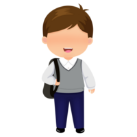 ilustração do aluna dentro escola uniforme vestindo mochila png