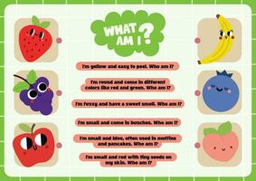 flat design vector what am i fruit printable for kids activity