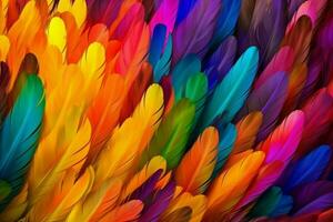 Rainbow feathers. Generate Ai photo