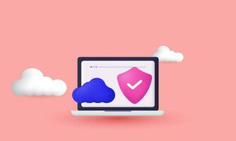 3d cartoon database cloud server data process modern icon trendy style object symbols isolated on background vector