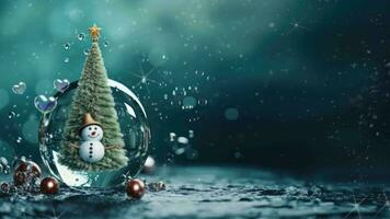 Christmas decoration and celebration with snowman and gift box background. seamless looping time-lapse virtual video animation background.