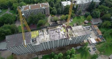 Construction of the apartment house, aerial view video