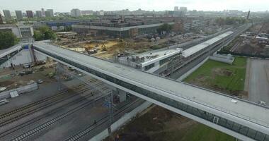 Flying over overground subway station under construction. Kazan, Russia video