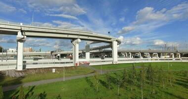 Multilevel road interchanges in Moscow, aerial view video