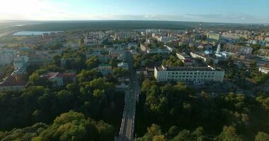 Aerial summer scene of Russian city Kaluga in sun light video