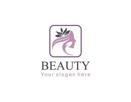 Woman face logo design vector illustration, Girl silhouette for cosmetics, beauty, salon, health and spa, fashion themes.